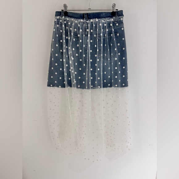 SHE Denim skirt with polka dot sheer cover L - Picture 4 of 5